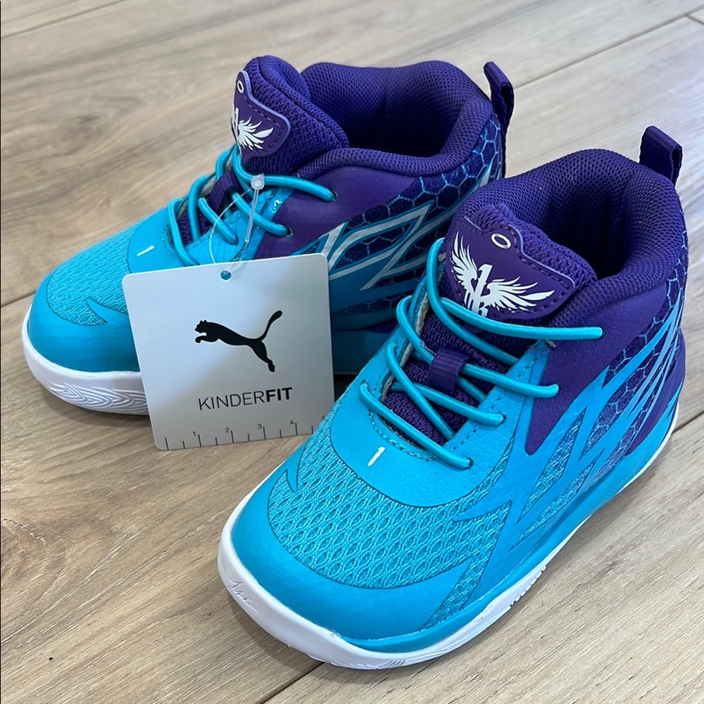 New Puma Unisex Kids' Blue and Purple Basketball Sneakers